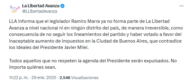 la-libertad-avanza-anuncio-que-ramiro-marra-ya-no-pertenece-al-partido La Libertad Avanza anunció que Ramiro Marra ya no pertenece al partido