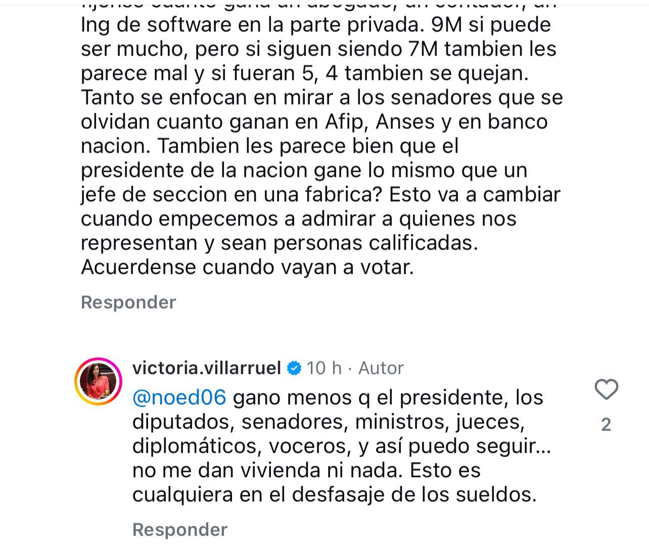 villarruel-se-quejo-por-su-sueldo-y-dijo-que-hasta-un-vocero-gana-mas-que-ella-me-pagan-dos-chirolas-5 Villarruel se quejó por su sueldo y dijo que hasta un vocero gana más que ella: “Me pagan dos chirolas”