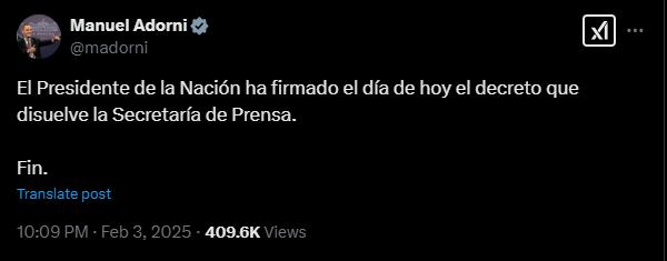 tras-la-salida-de-serenellini-el-gobierno-disolvio-la-secretaria-de-prensa-1 Tras la salida de Serenellini, el Gobierno disolvió la Secretaría de Prensa