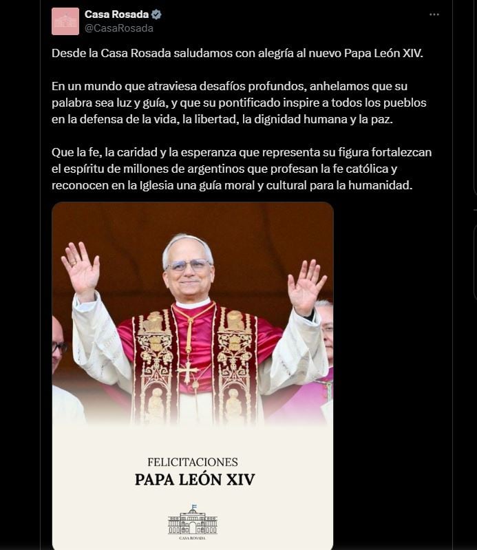 el-gobierno-celebro-la-eleccion-de-leon-xiv-sucesor-de-francisco-un-nuevo-capitulo-en-la-historia-de-la-iglesia-y-del-mundo-3 El Gobierno celebró la elección de León XIV, sucesor de Francisco: “Un nuevo capítulo en la historia de la Iglesia y del mundo”