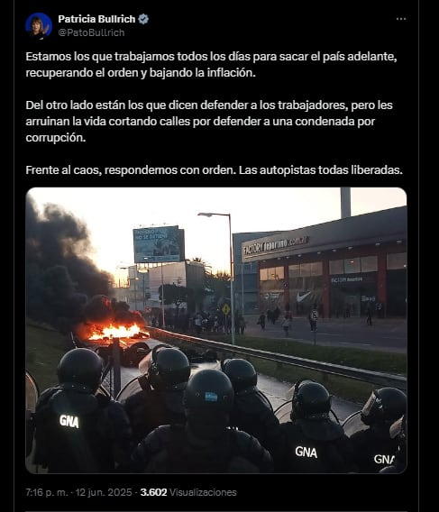 bullrich-destaco-el-operativo-de-las-fuerzas-federales-para-liberar-los-accesos-a-caba-frente-al-caos-respondemos-con-orden-3 Bullrich destacó el operativo de las fuerzas federales para liberar los accesos a CABA: “Frente al caos, respondemos con orden”