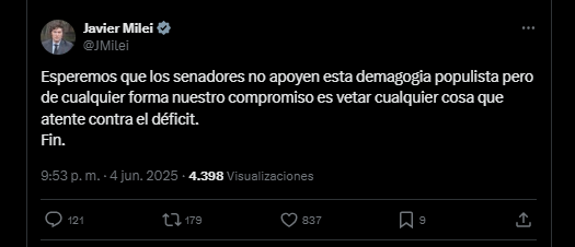 javier-milei-ratifico-que-vetara-los-cambios-en-las-jubilaciones-esperemos-que-los-senadores-no-apoyen-esta-demagogia Javier Milei ratificó que vetará los cambios en las jubilaciones: “Esperemos que los senadores no apoyen esta demagogia”