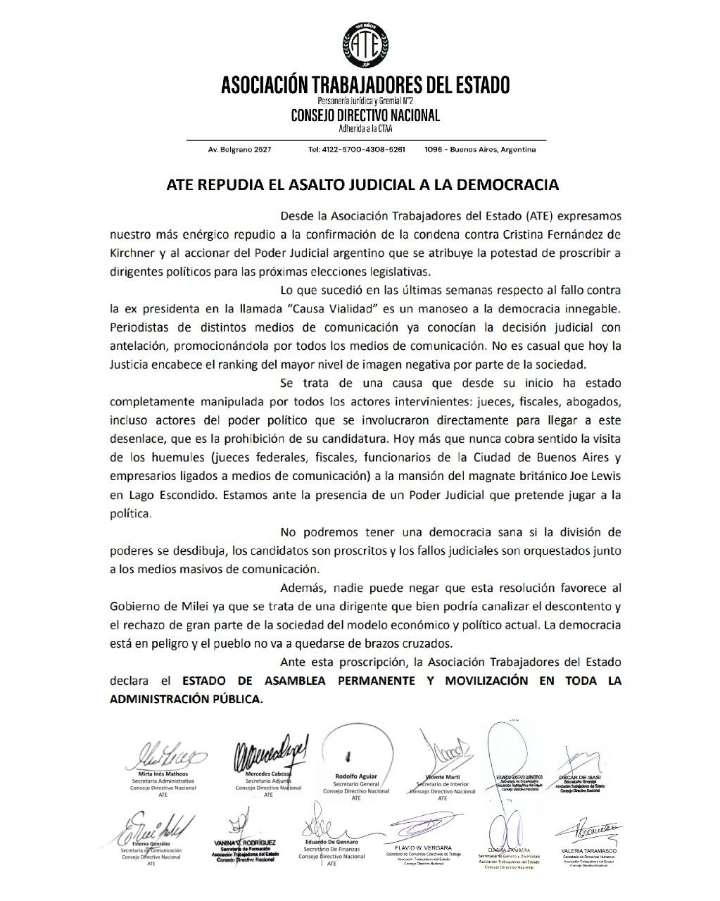 que-sindicatos-anunciaron-medidas-de-fuerza-tras-la-confirmacion-de-la-condena-a-cristina-kirchner-2 Qué sindicatos anunciaron medidas de fuerza tras la confirmación de la condena a Cristina Kirchner
