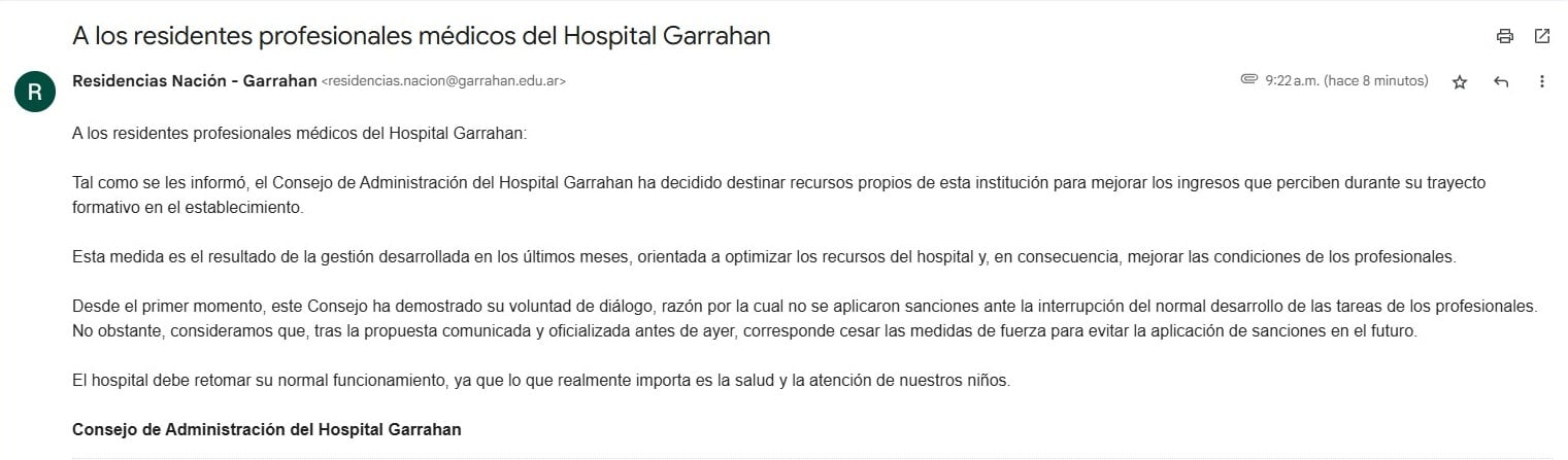 recrudece-el-conflicto-en-el-hospital-garrahan-el-gobierno-abrio-la-posibilidad-de-sancionar-a-los-residentes-2 Recrudece el conflicto en el Hospital Garrahan: el Gobierno abrió la posibilidad de sancionar a los residentes