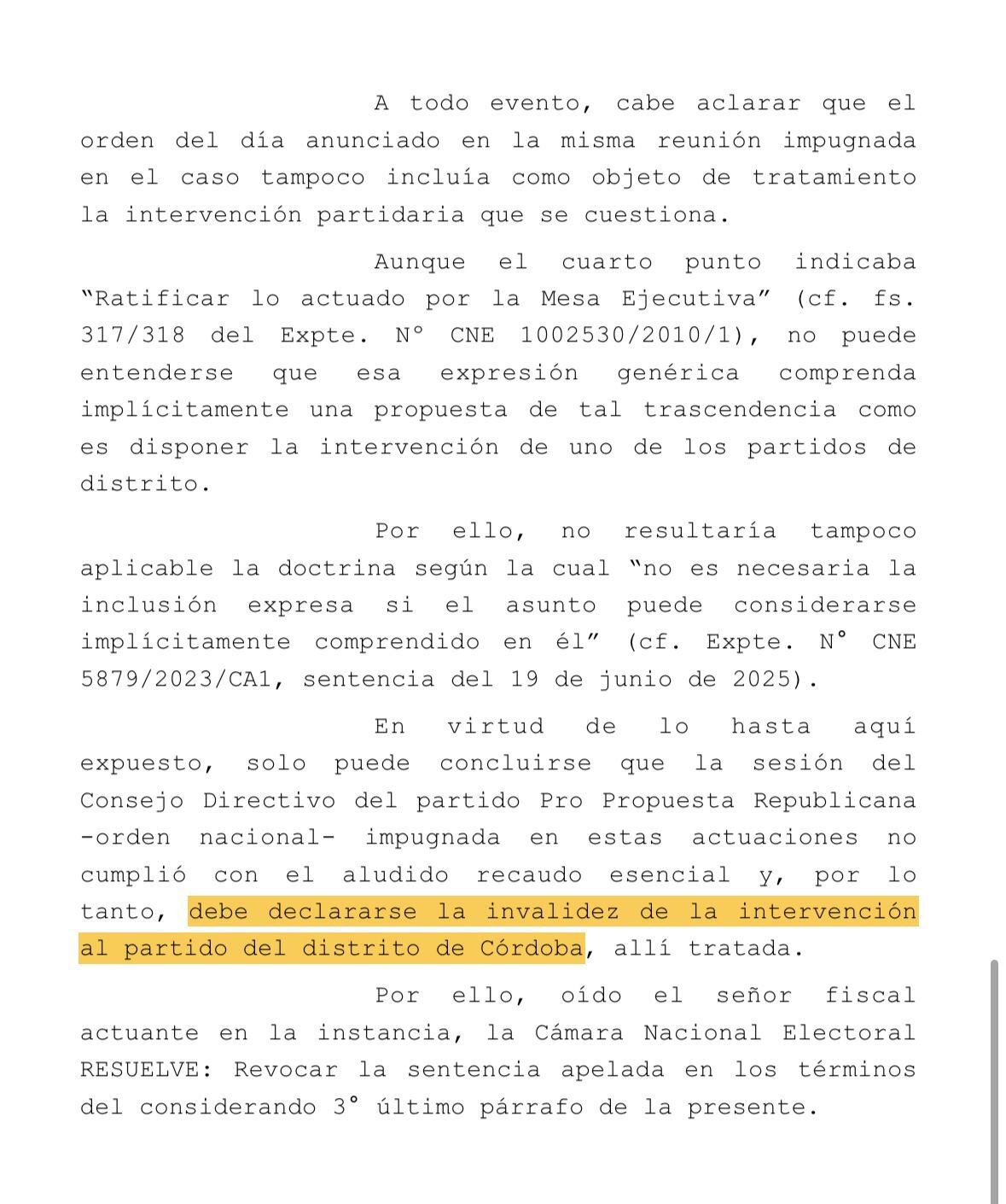 la-cne-anulo-la-intervencion-del-pro-de-cordoba-impulsada-por-mauricio-macri-3 La CNE anuló la intervención del PRO de Córdoba impulsada por Mauricio Macri