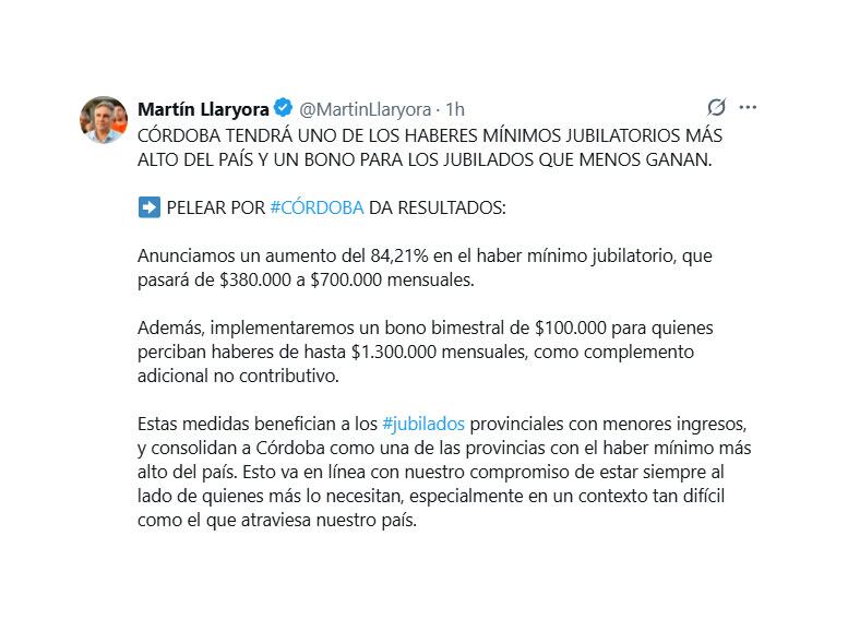 martin-llaryora-gobernador-de-cordoba-anuncio-que-aumentara-la-jubilacion-minima-un-84-y-la-pagara-con-fondos-de-nacion-1 Martín Llaryora, gobernador de Córdoba, anunció que aumentará la jubilación mínima un 84% y la pagará con fondos de Nación