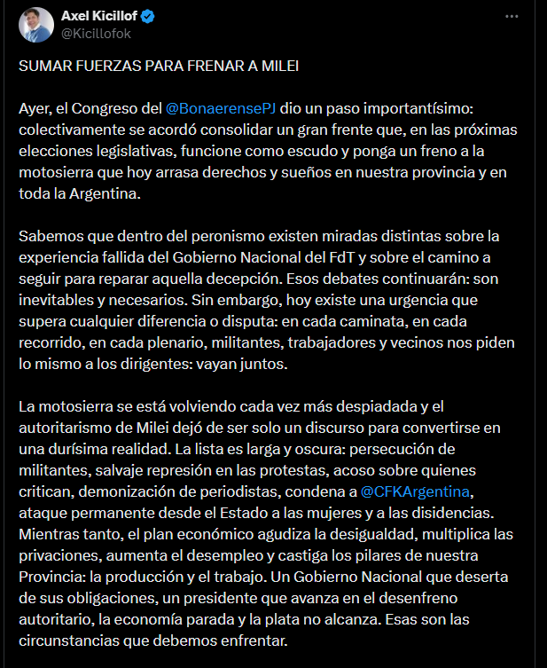 tras-el-congreso-del-pj-axel-kicillof-llamo-a-la-unidad-peronista-con-criticas-a-milei-y-un-guino-a-cristina-kirchner Tras el Congreso del PJ, Axel Kicillof llamó a la unidad peronista con críticas a Milei y un guiño a Cristina Kirchner
