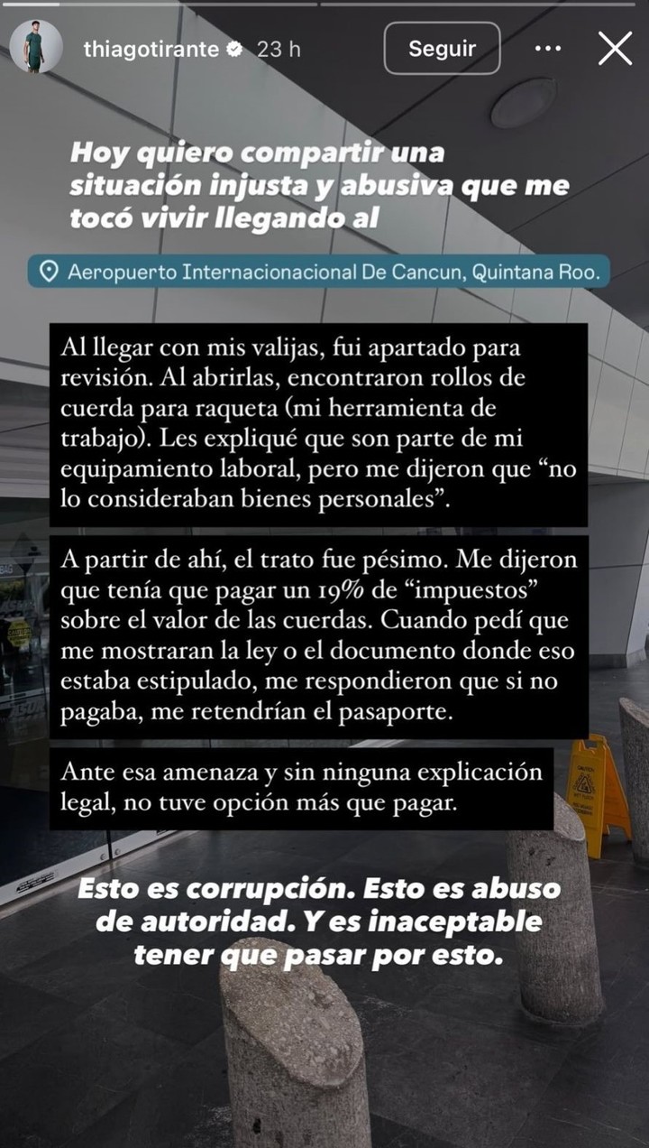 el-dramatico-cruce-que-vivio-un-tenista-argentino-en-un-aeropuerto-de-mexico-2 El dramático cruce que vivió un tenista argentino en un aeropuerto de México