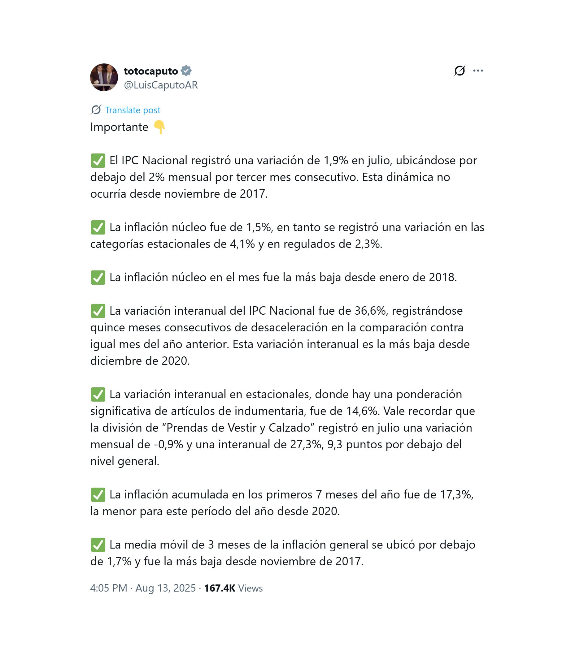 el-gobierno-celebro-el-dato-de-inflacion-de-julio-confirma-que-la-desaceleracion-es-sostenida-2 El Gobierno celebró el dato de inflación de julio: “Confirma que la desaceleración es sostenida”