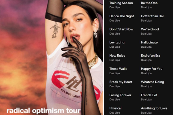 Dua Lipa anticipó en Spotify una playlist de canciones para sus shows en la Argentina