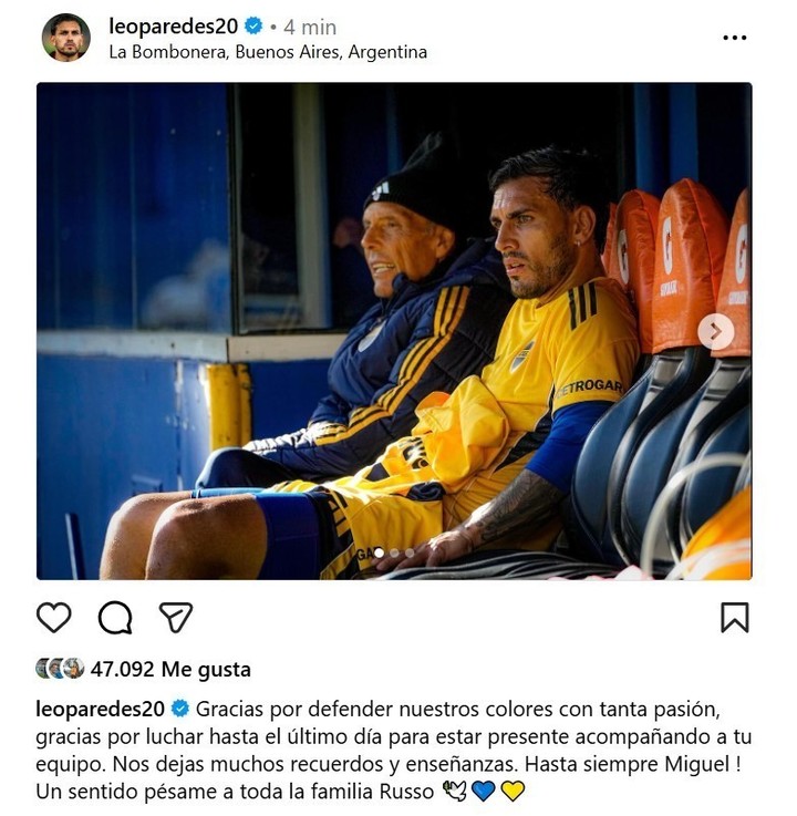 el-estremecedor-mensaje-de-despedida-de-leandro-paredes-a-miguel-angel-russo-1 El estremecedor mensaje de despedida de Leandro Paredes a Miguel Ángel Russo