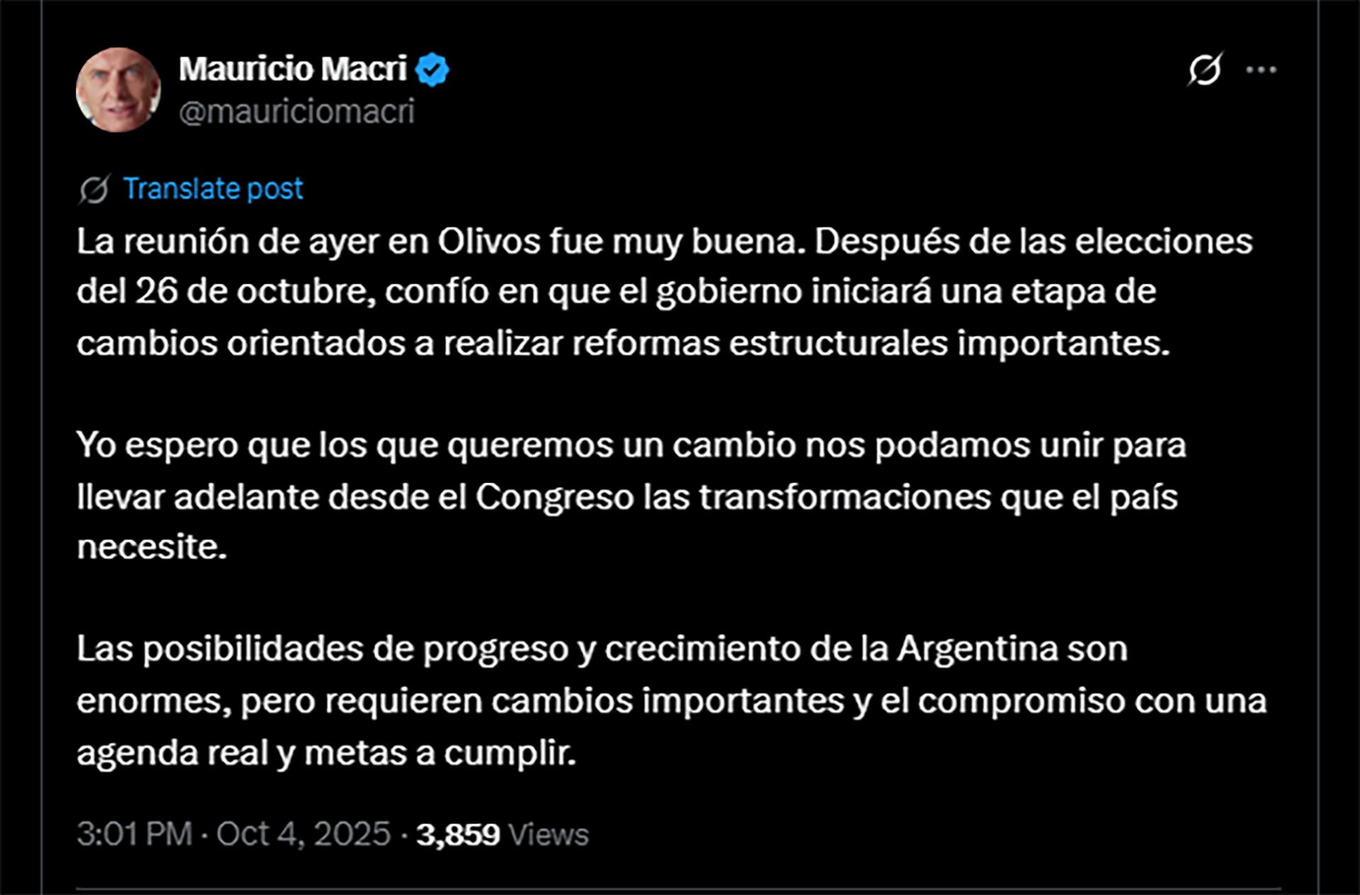 mauricio-macri-califico-como-positiva-su-ultima-reunion-con-milei-pero-pidio-reformas-estructurales-y-compromiso-con-una-agenda-real-1 Mauricio Macri calificó como “positiva” su última reunión con Milei, pero pidió “reformas estructurales” y “compromiso con una agenda real”