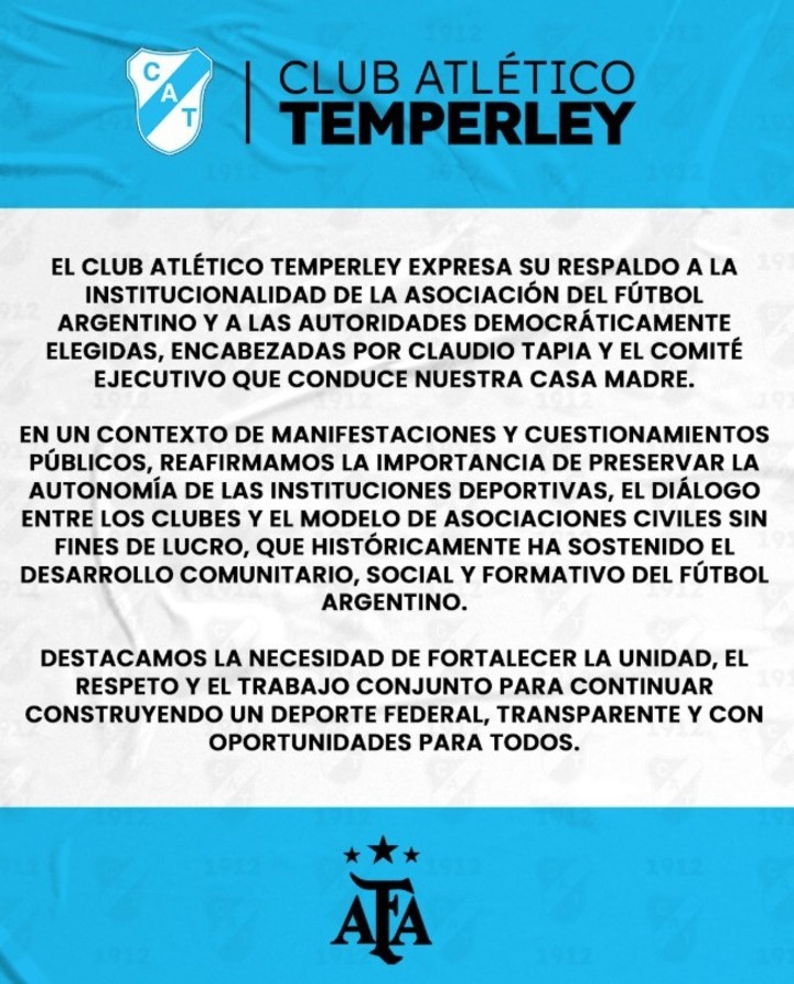 el-dirigente-de-un-club-del-ascenso-que-rechazo-el-comunicado-en-apoyo-a-tapia-1 El dirigente de un club del Ascenso que rechazó el comunicado en apoyo a Tapia