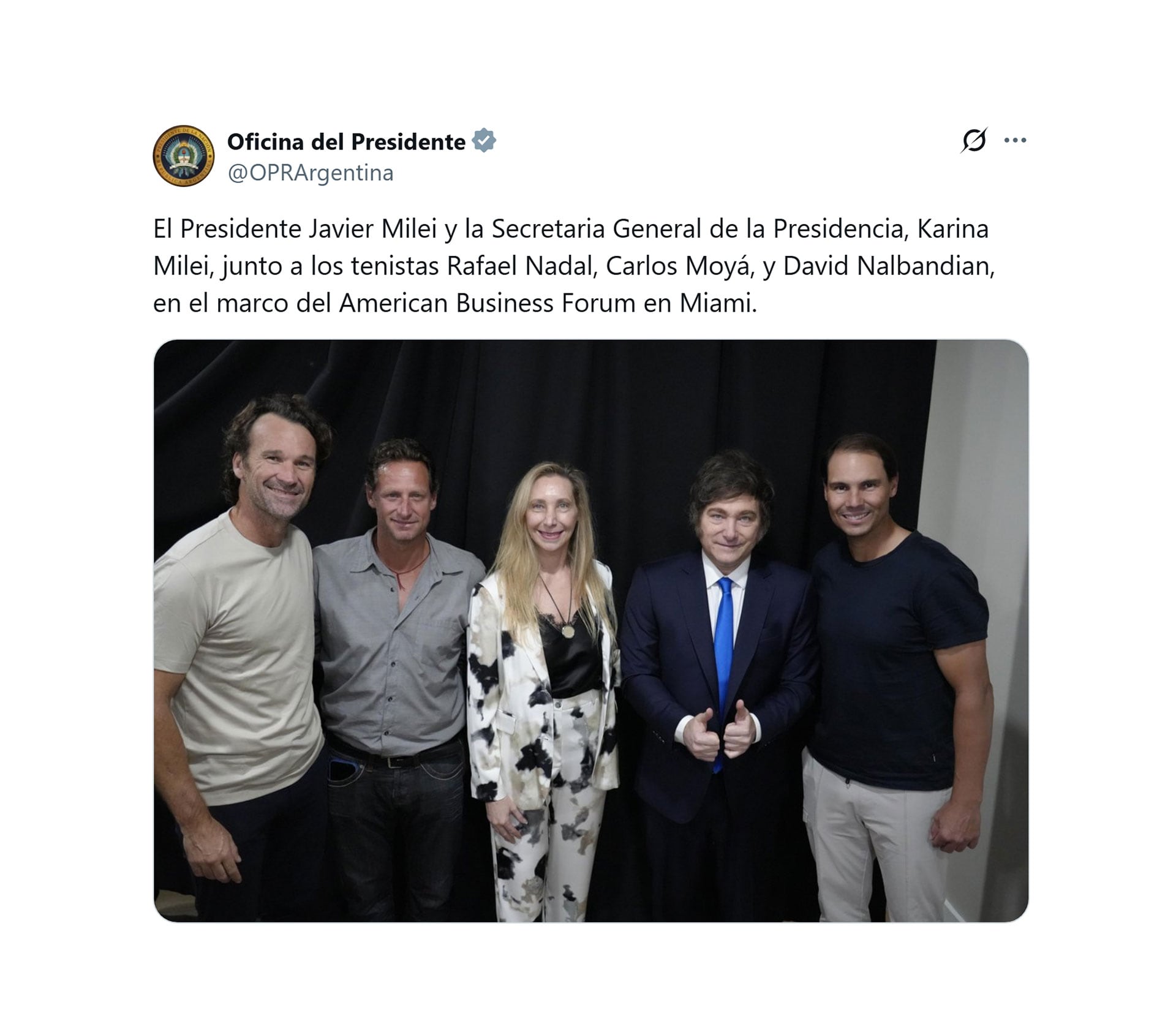 el-saludo-entre-javier-milei-rafael-nadal-david-nalbandian-y-carlos-moya-en-el-america-business-forum-1 El saludo entre Javier Milei, Rafael Nadal, David Nalbandián y Carlos Moyá en el America Business Forum