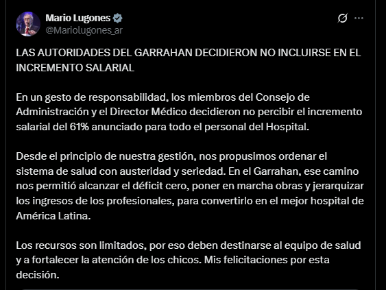 las-autoridades-del-hospital-garrahan-anunciaron-que-no-percibiran-el-aumento-salarial-que-informo-el-gobierno Las autoridades del Hospital Garrahan anunciaron que no percibirán el aumento salarial que informó el Gobierno