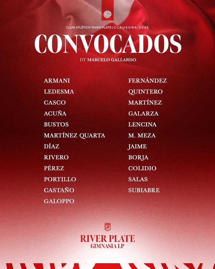 los-convocados-de-river-para-un-partido-clave-ante-gimnasia-3 Los convocados de River para un partido clave ante Gimnasia