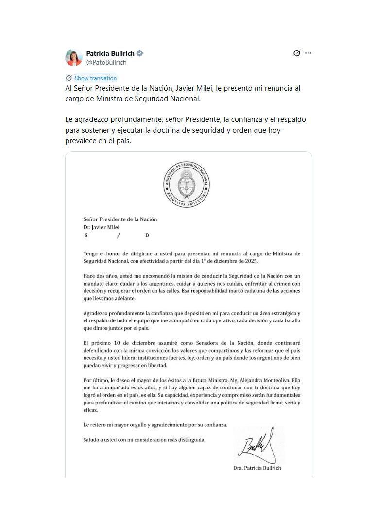 patricia-bullrich-adelanto-la-sucesion-y-formalizo-su-salida-del-ministerio-de-seguridad-1 Patricia Bullrich adelantó la sucesión y formalizó su salida del Ministerio de Seguridad