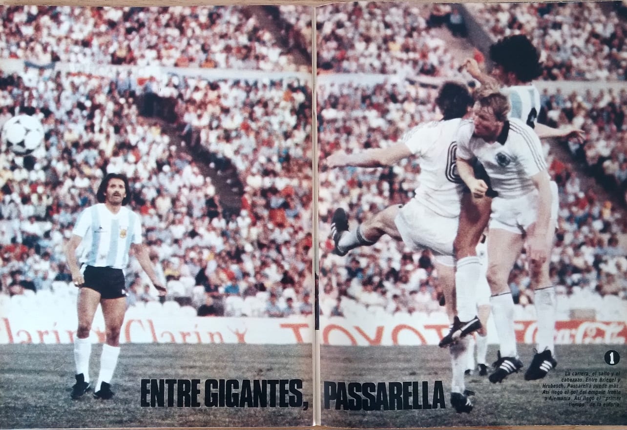 El gol de cabeza de Passarella para el empate transitorio ante Alemania 