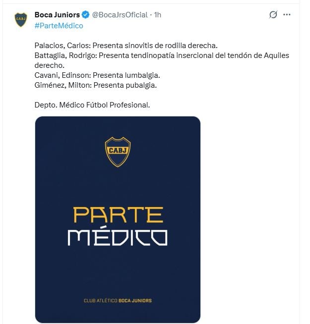 El parte médico de Boca Juniors que encendió las alarmas de cara al inicio de la temporada