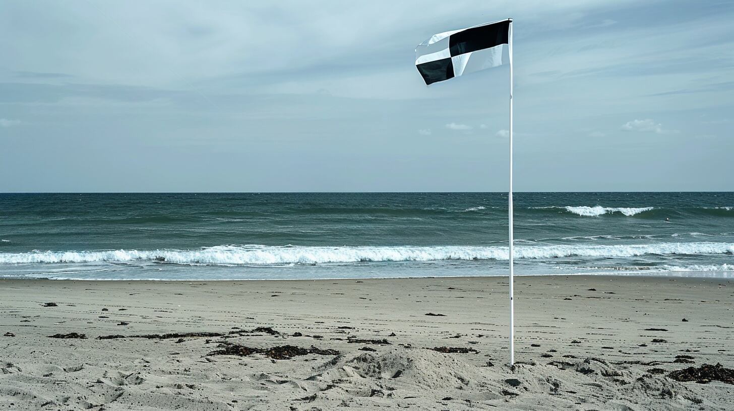 La bandera blanca con negro reserva sectores exclusivos para surf y embarcaciones sin motor, aconsejando a nadadores evitar estas áreas para prevenir accidentes (Imagen Ilustrativa Infobae)
