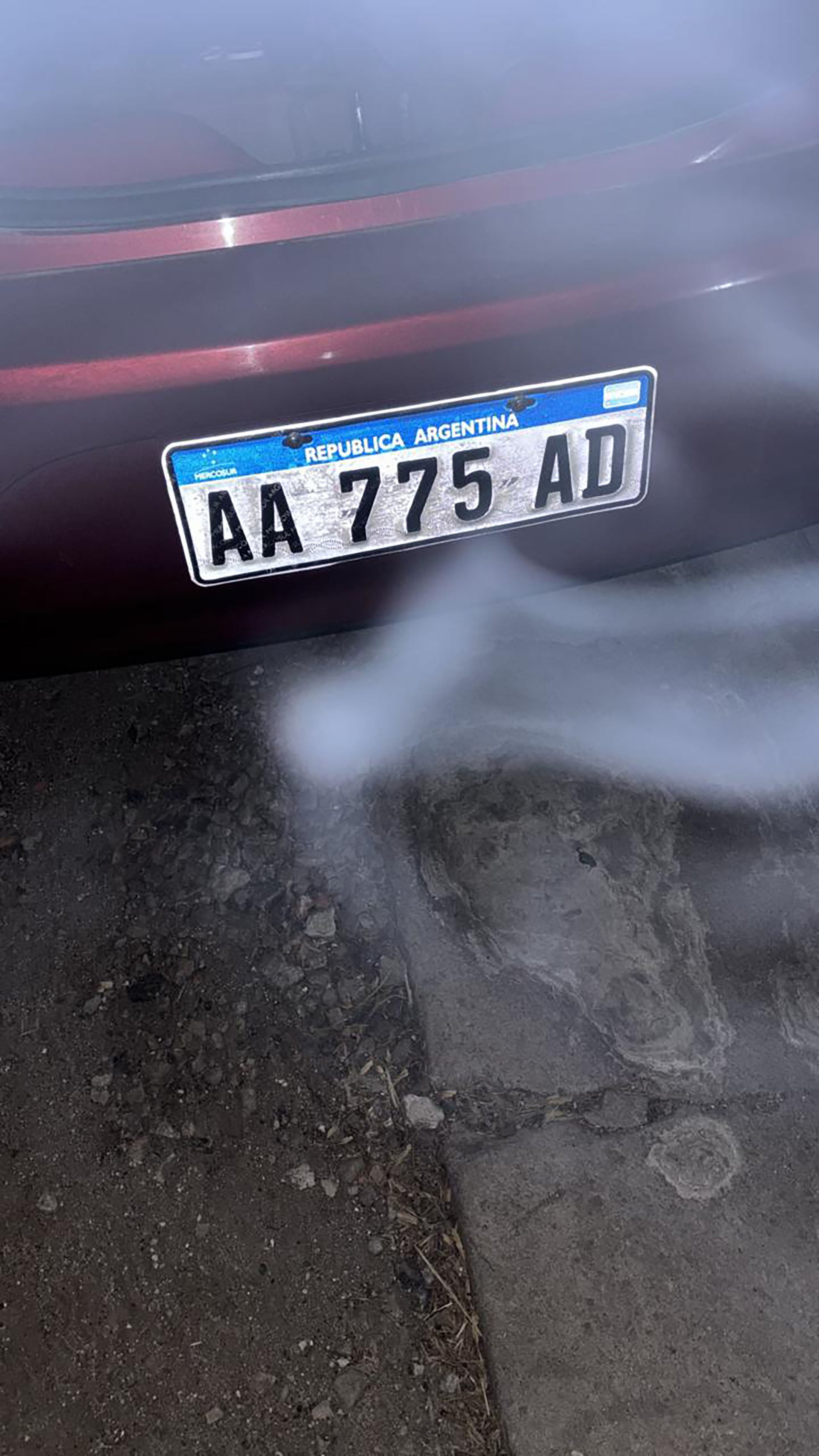 La patente falsa del auto en el que se movilizaban los delincuentes