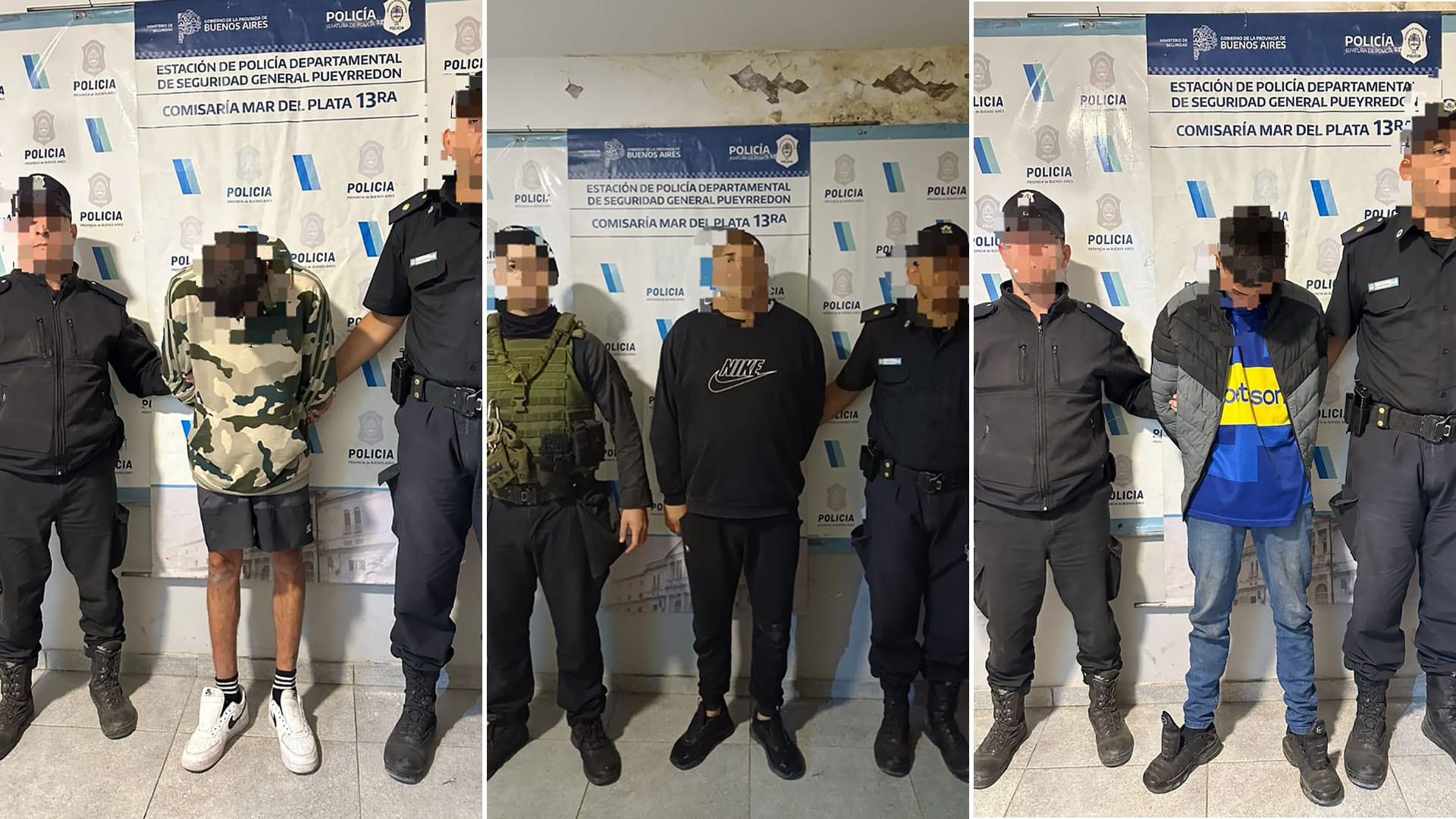 Los tres detenidos durante el Operativo Sol a Sol en Mar del Plata