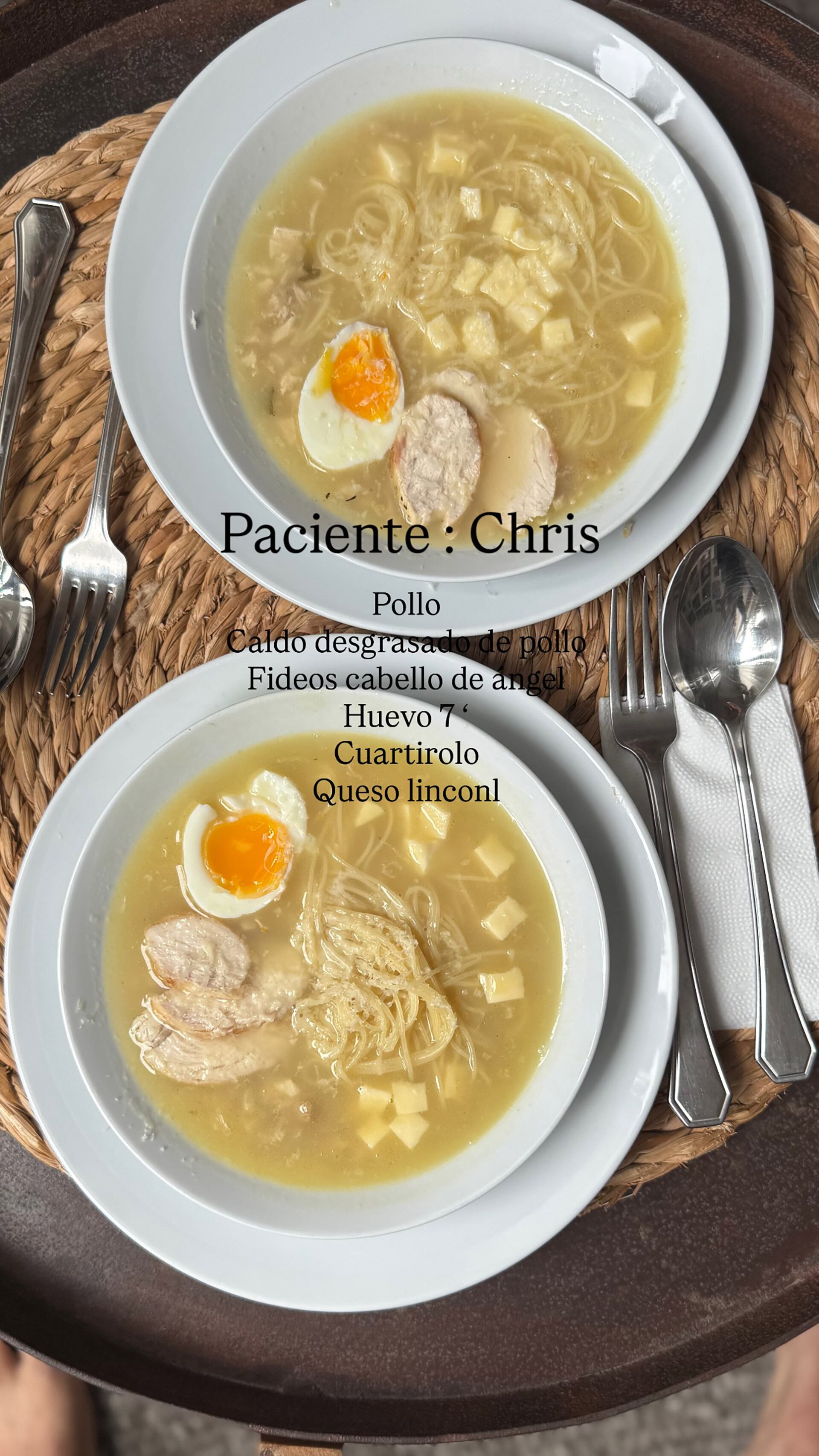 El menú de Christian Petersen luego del alta