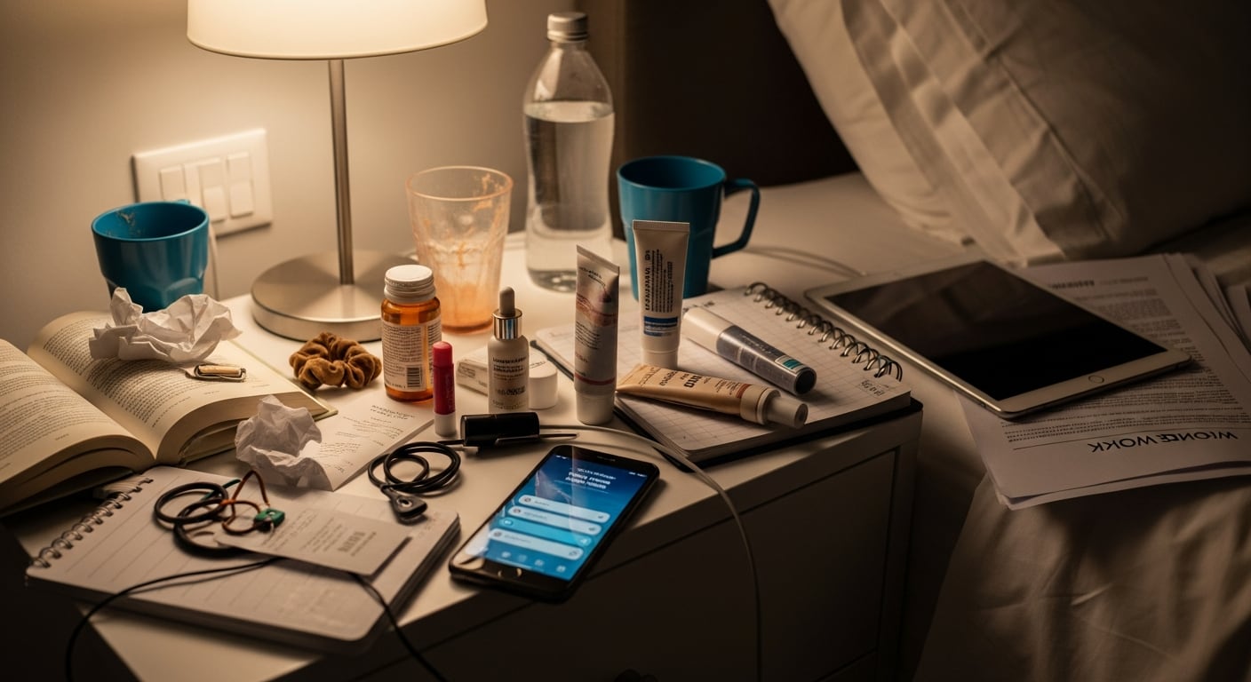 La presencia de objetos personales sobre la mesa de luz puede incrementar la ansiedad y dificultar la conciliación del sueño, según expertos en bienestar (Imagen Ilustrativa Infobae)