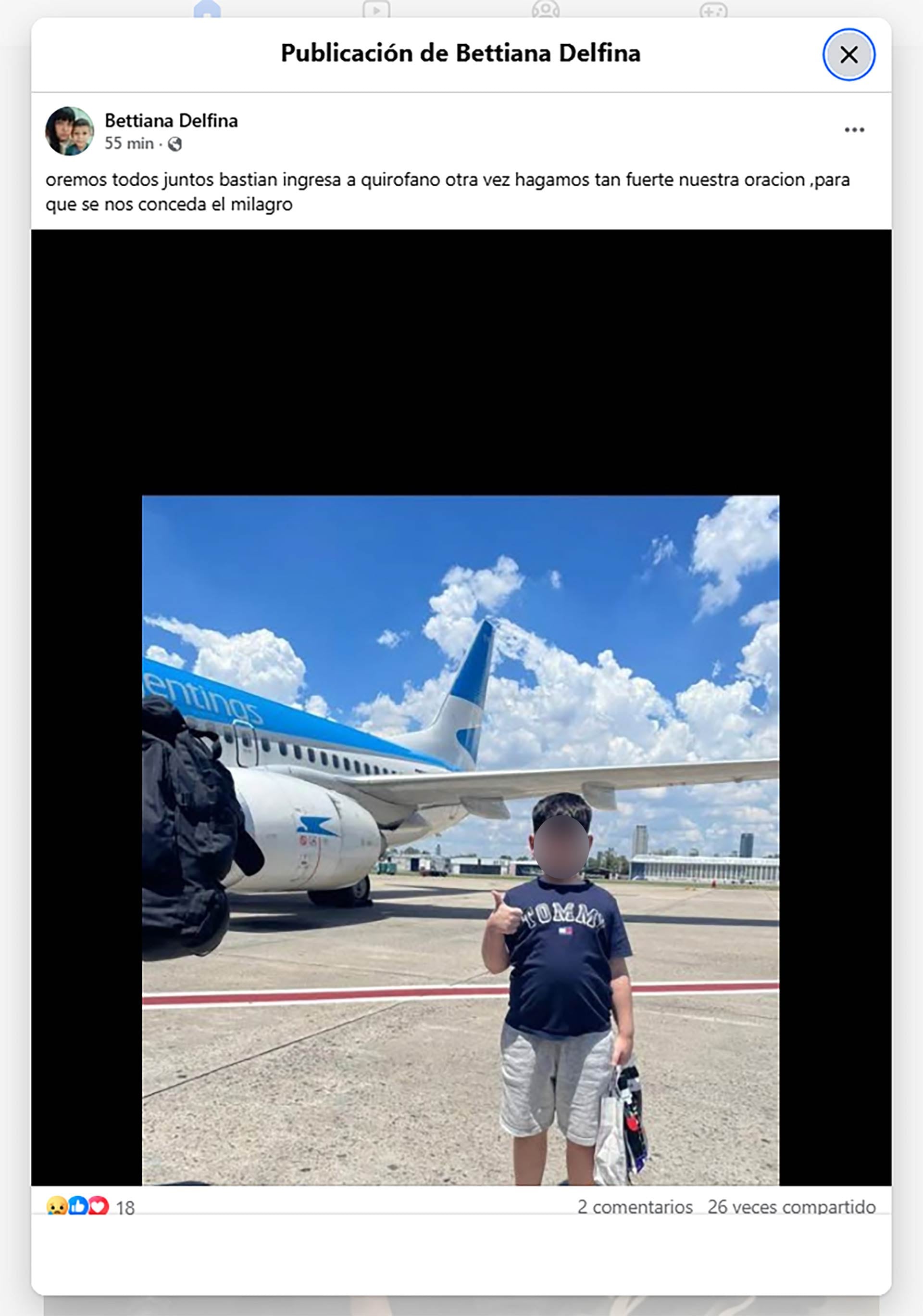 Una de las publicaciones de Bettiana, la abuela del menor