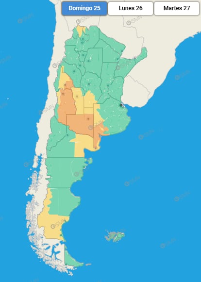 Las provincias que estarán bajo alerta por tormentas, lluvias y vientos