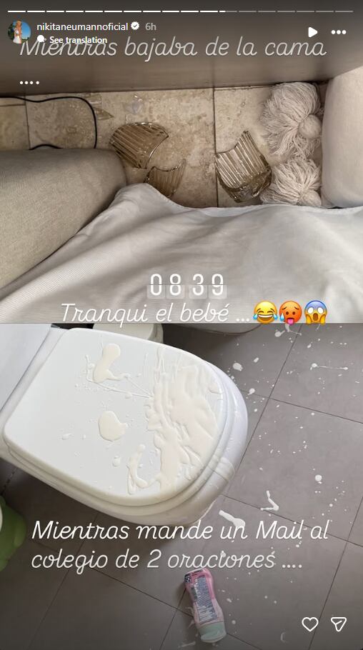 En noviembre pasado, Nicole compartió el resultado de las travesuras de su hijo menor durante las primeras horas de la mañana (Instagram)
