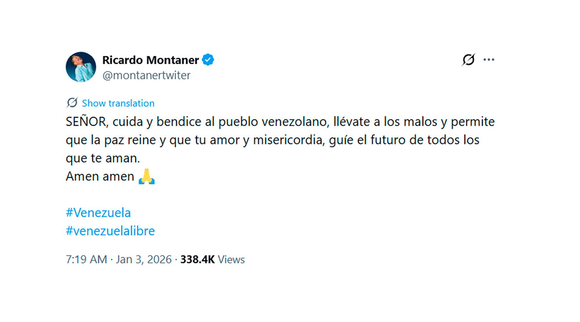 Ricardo Montaner fue de los primeros en manifestarse