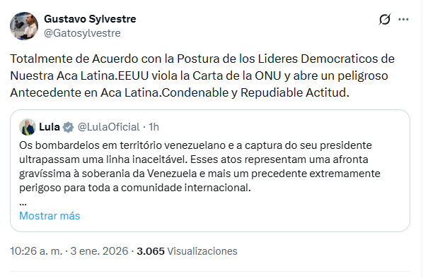 Gustavo Sylvestre opinó sobre Venezuela