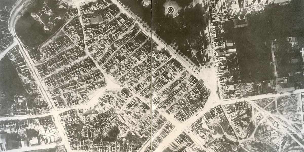 Imagen aerea que muestra el desastre que dejó el terremoto en Avezzano (foto: Wikipedia)