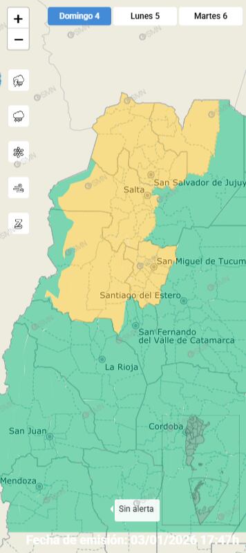 Alerta amarilla para el norte (Foto: SMN)