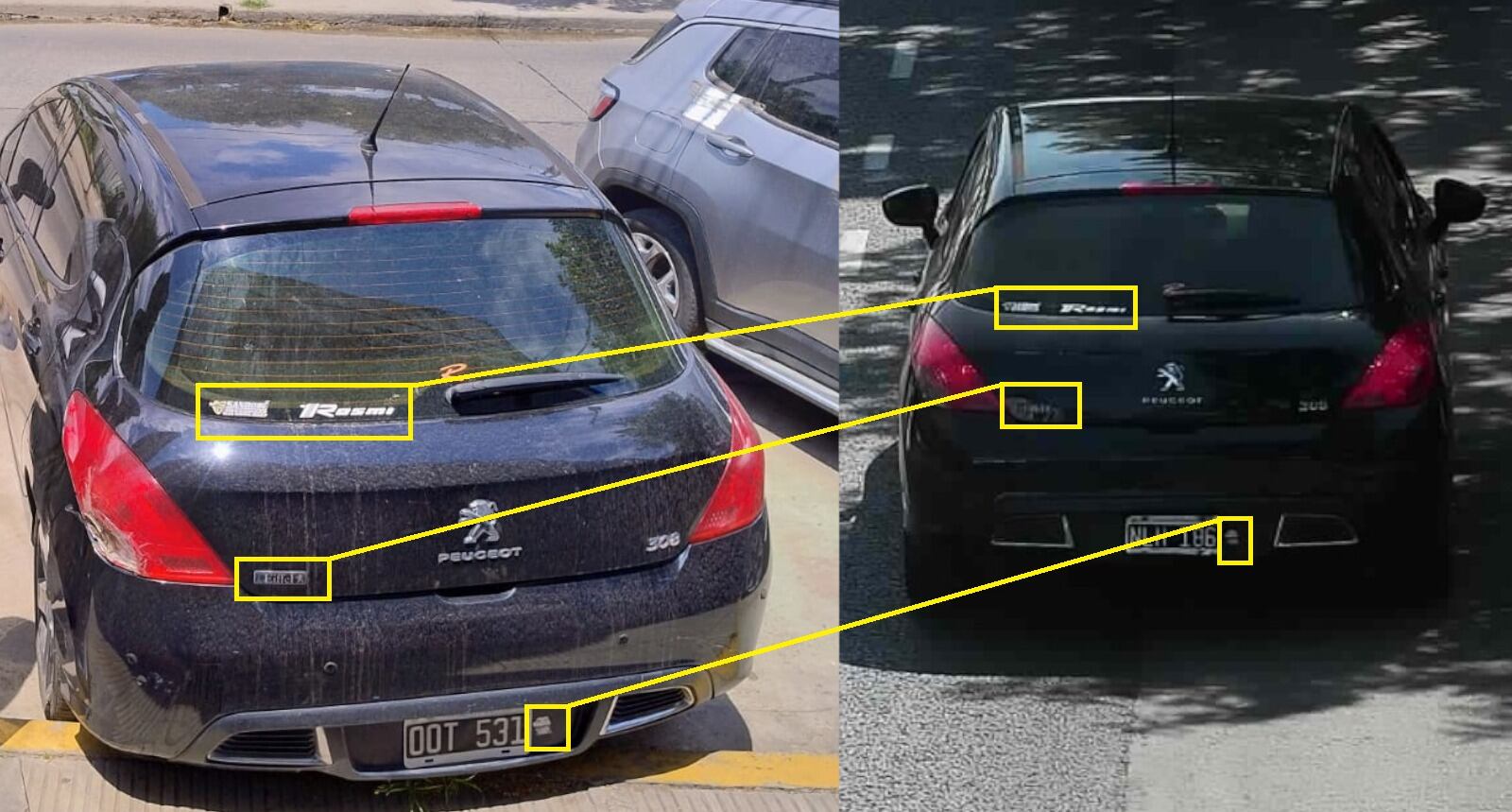 El auto en el que se desplazaban los delincuentes: había sido robado en Castelar