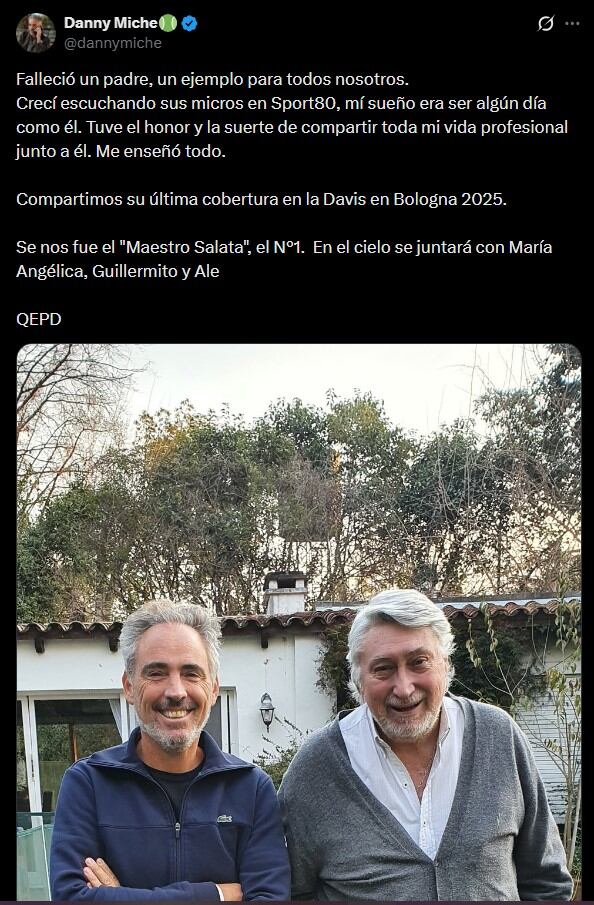El posteo del periodista Danny Miche