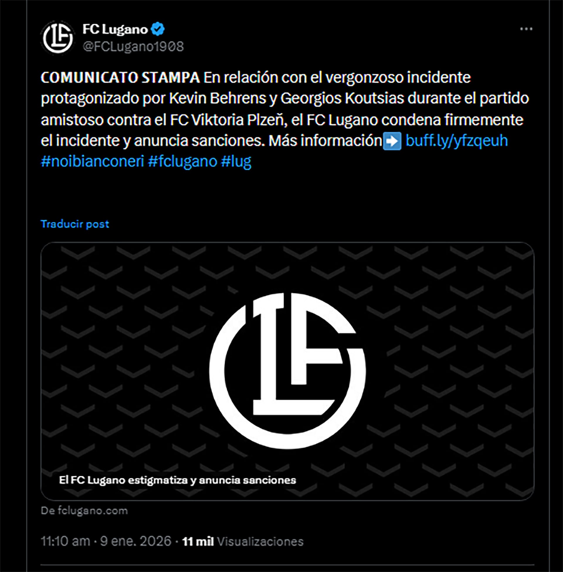 El comunicado del club