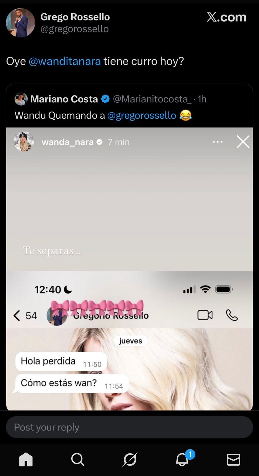 Grego se sumó a las bromas por el audio de Luciano Castro haciéndose el español