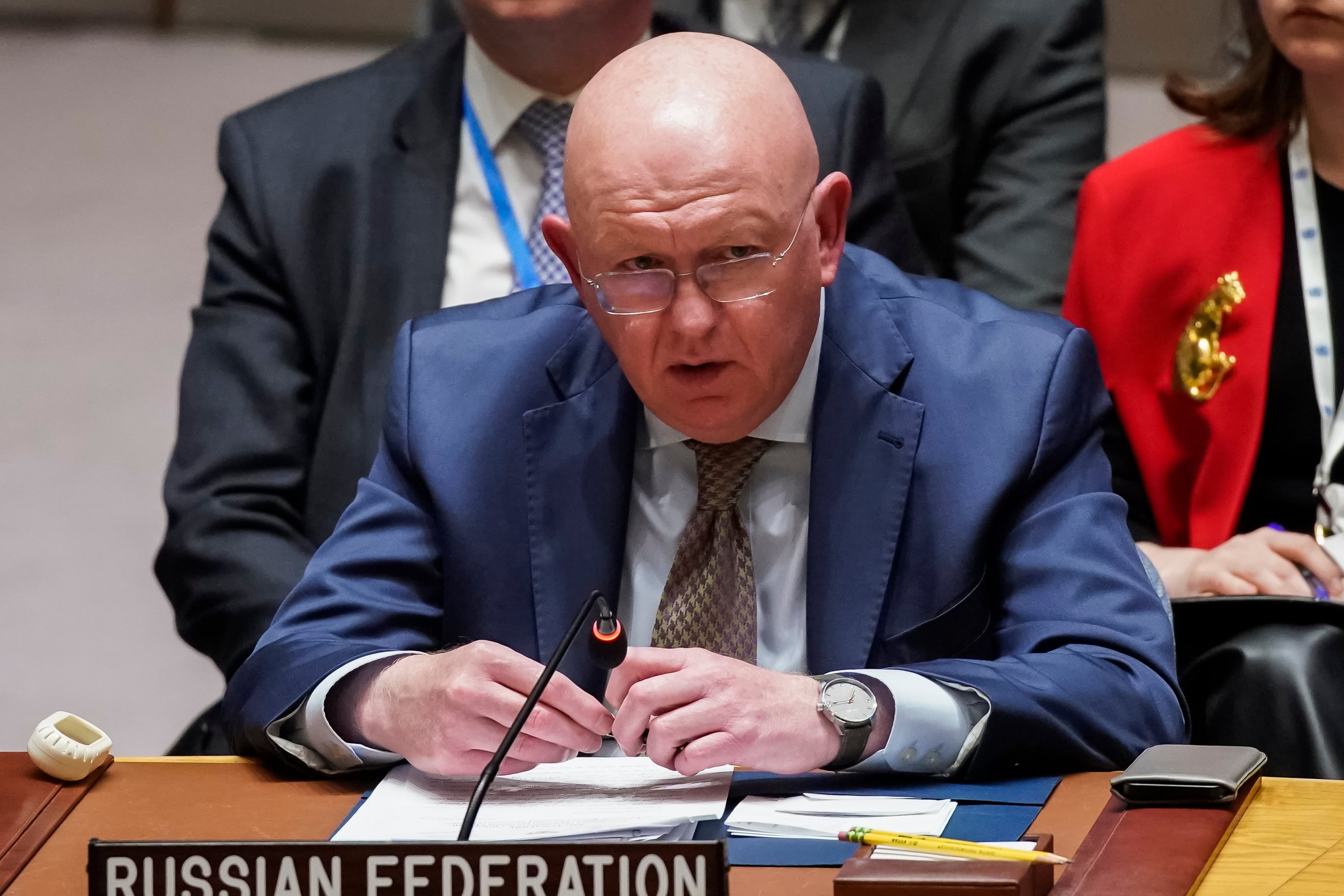 El embajador ruso ante la ONU, Vasili Nebenzia (EFE/EPA/EDUARDO MUÑOZ)