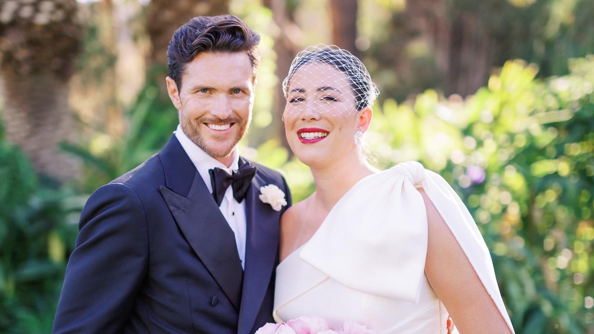 La pareja durante su casamiento