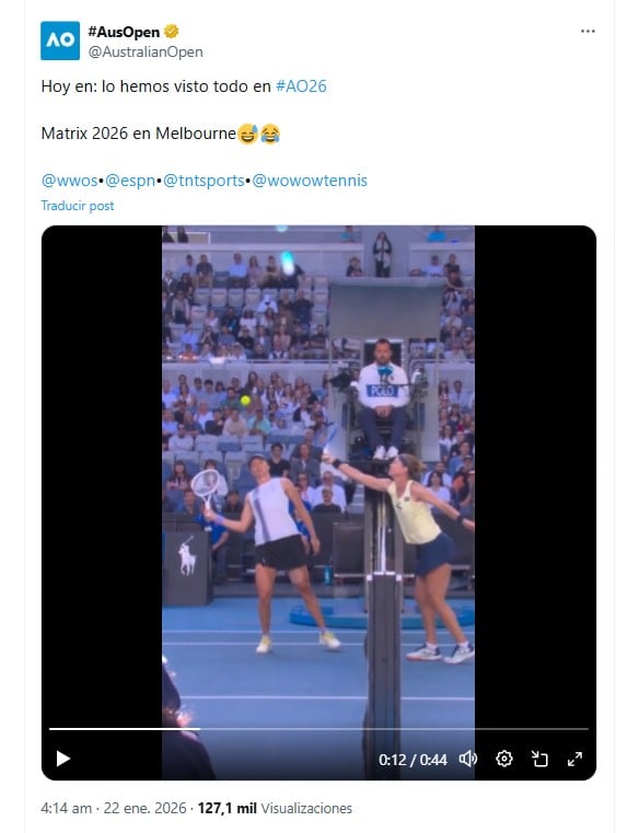 El tuit del Australian Open sobre la jugada que rápidamente se convirtió en viral 