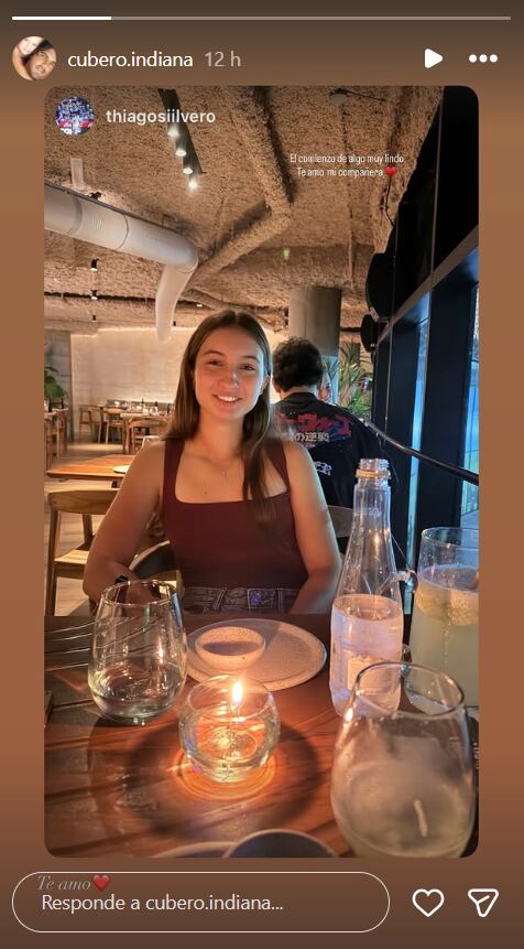 El primer posteo que blanqueó el romance entre Indiana y la joven promesa de Vélez (Instagram)