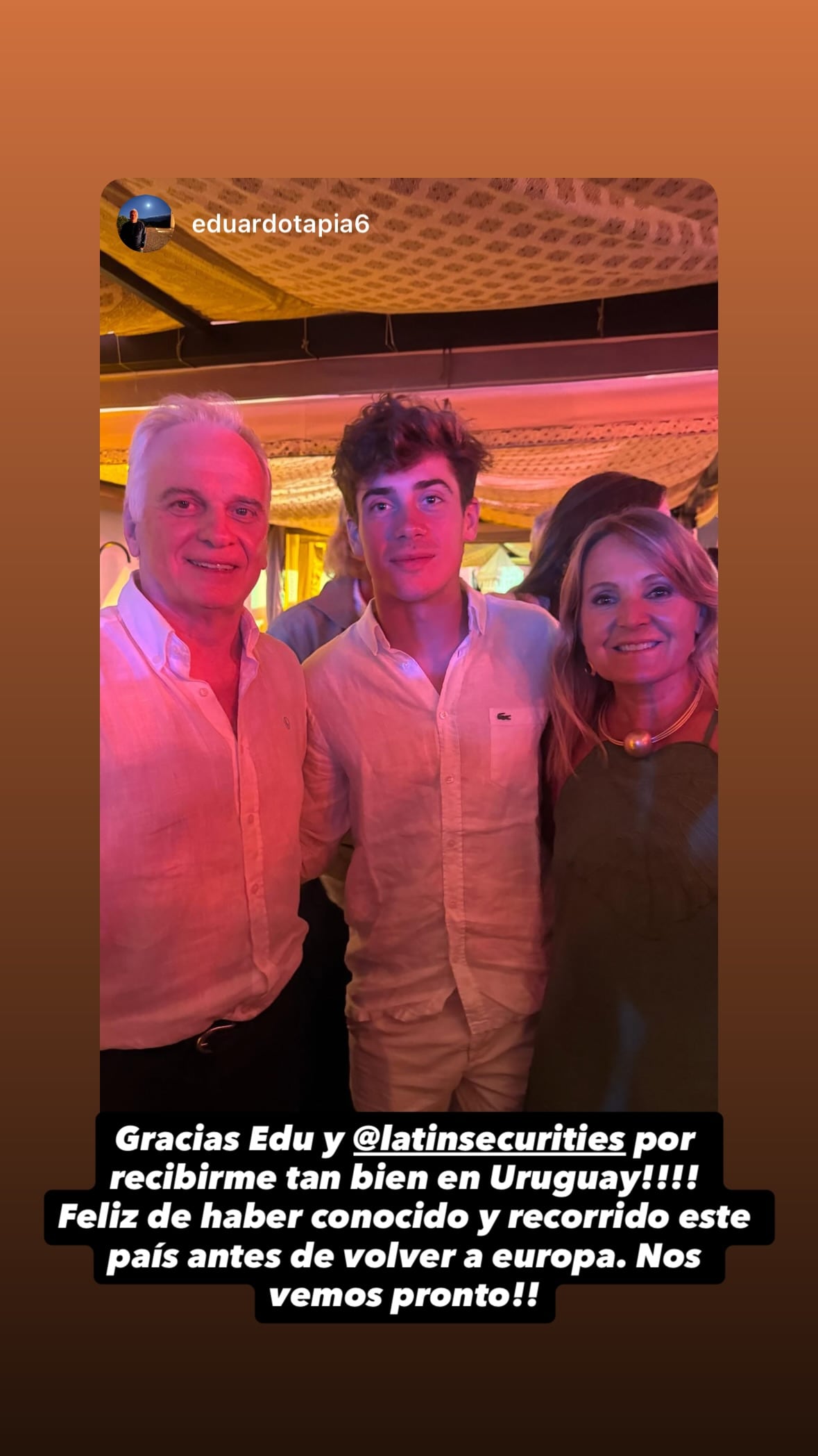 Franco Colapinto visitó Uruguay antes de volverse a Europa a comenzar la pretemporada con Alpine (Instagram)