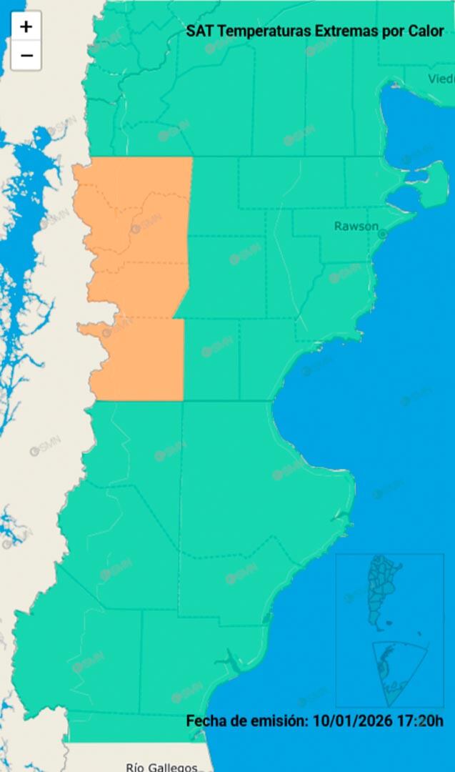 Chubut bajo alerta naranja por temperatura extrema de calor