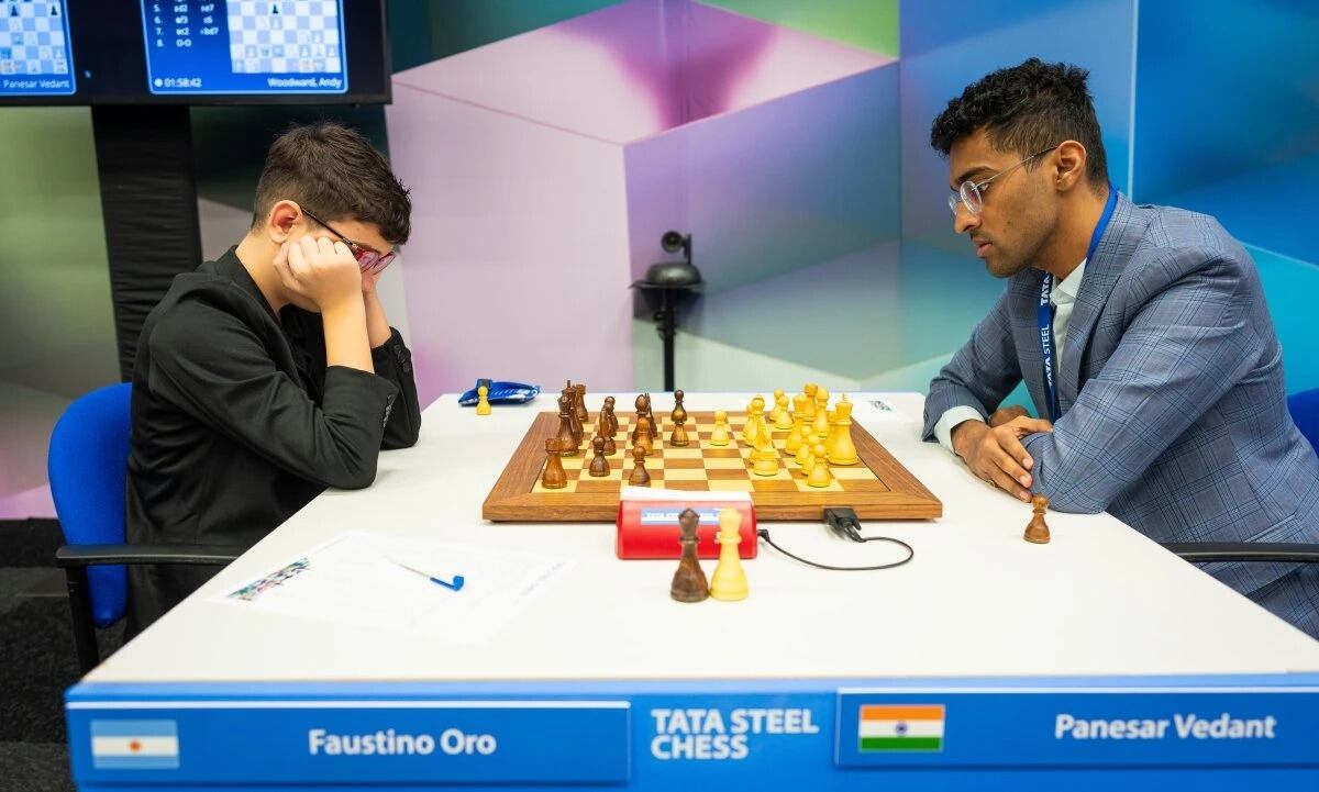 Faustino Oro empató con el indio Vedant Panesar en el Festival de Ajedrez Tata Steel de Países Bajos