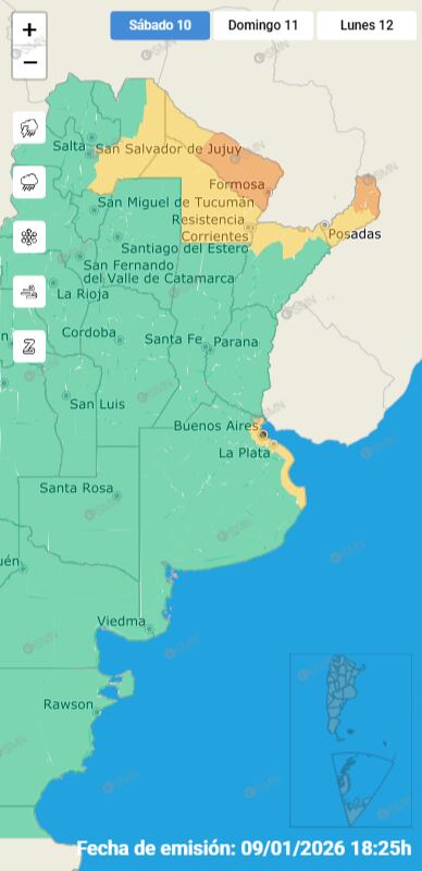 Alerta por tormentas en cinco provincias para este sábado 10 de enero