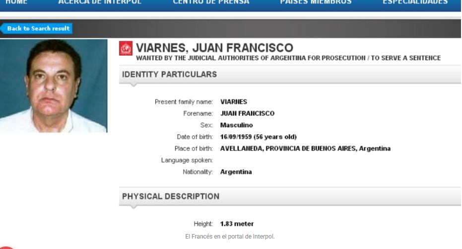 Juan Francisco Viarnes, el hombre hallado asesinado en Florencio Varela, en su viaje alerta de Interpol