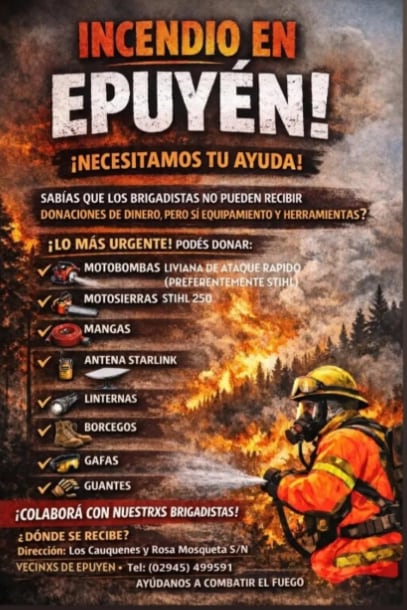 El pedido de ayuda de los bomberos voluntarios de Epuyén 