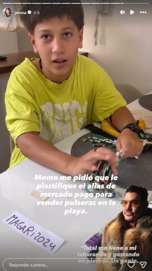 Previo a su viaje a Quequén, Jimena mostró cómo su hijo se preparaba para poner en marcha su emprendimiento